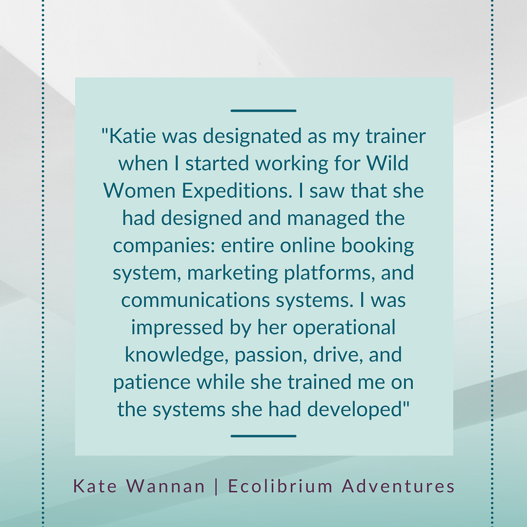 Testimonial of Katie setting up software for a client. 