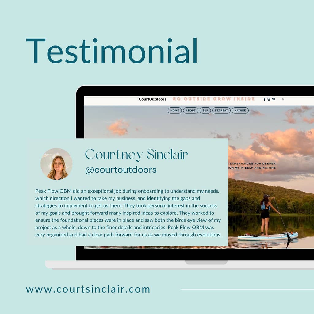 Court Outdoors Testimonial on her custom package.